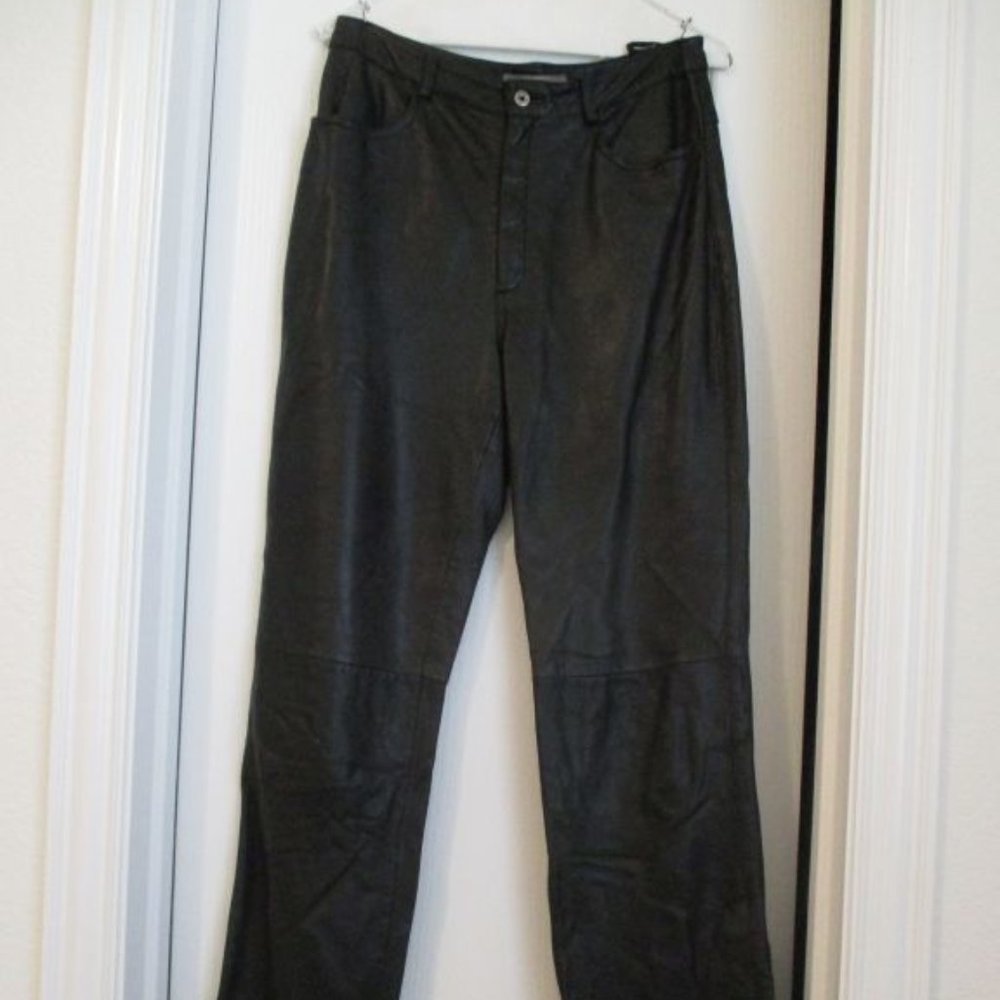 Vintage 1990’s Real Clothes Boot Cut Black Leather Pants Size 8 Womens
